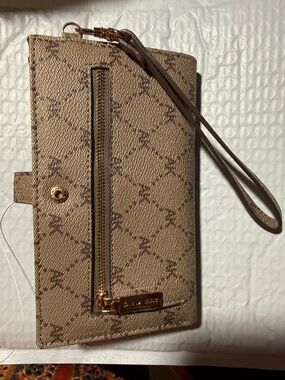 Wristlet Wallet in Light Brown with Gold Hardware